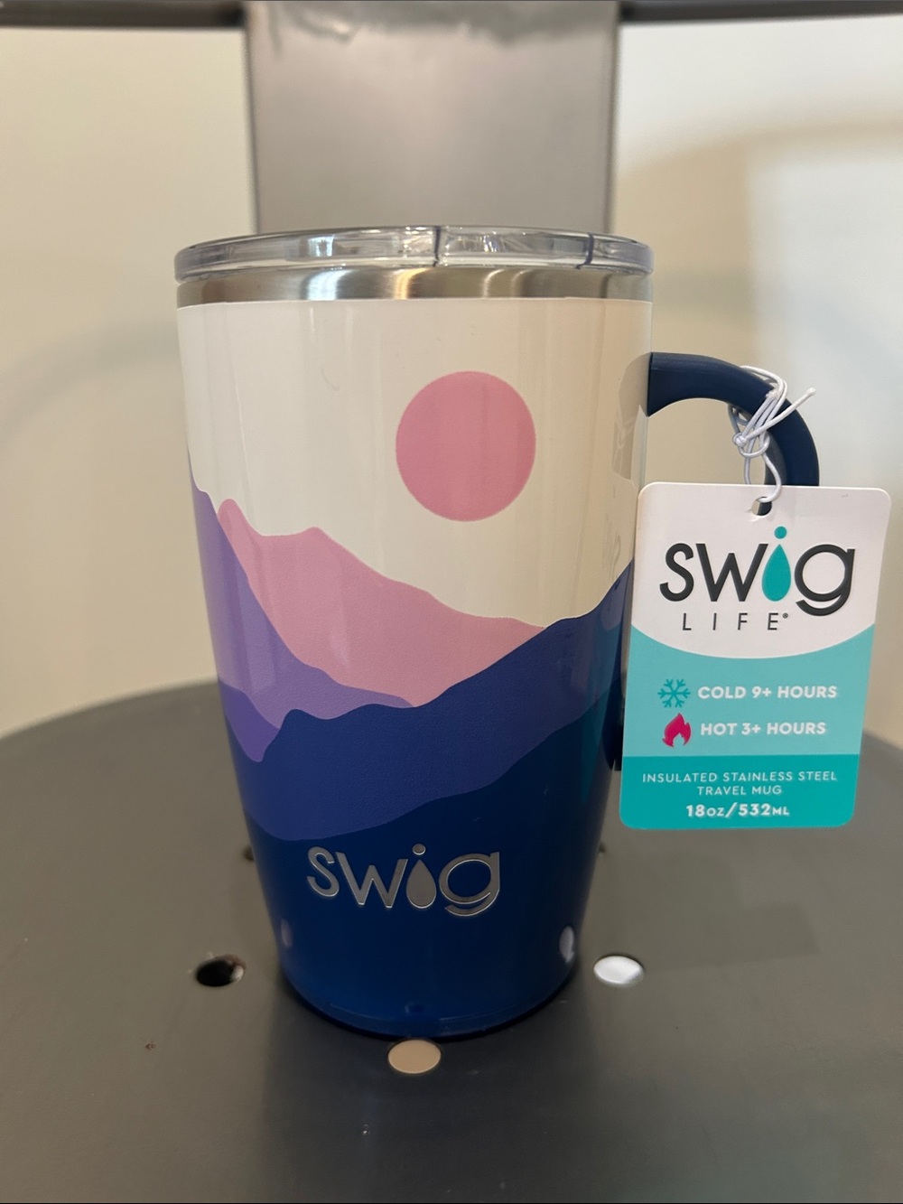 Insulated Travel Mug - Pink & Blue Scenic Design
